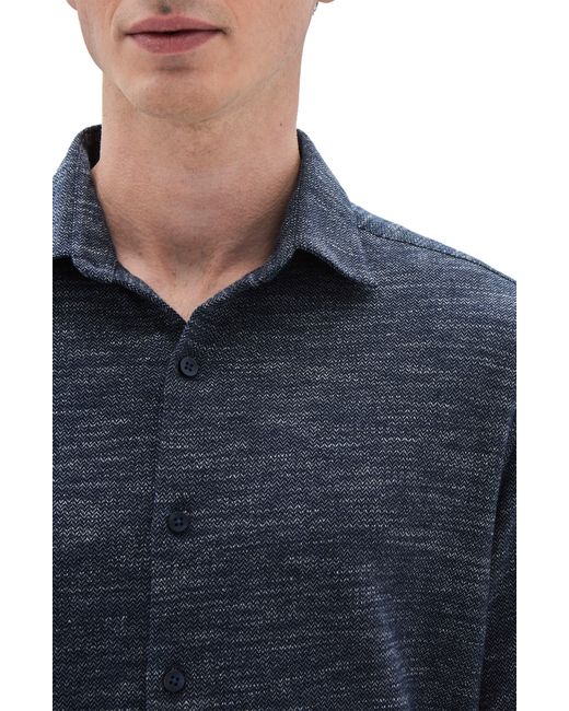Robert Barakett Blue Capri Chevron Jacquard Cotton Knit Button-up Shirt for men