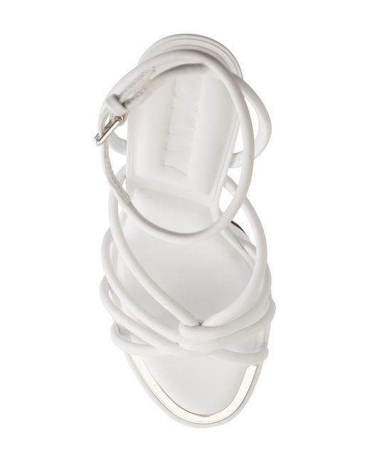 DKNY White Ankle Strap Platform Sandal