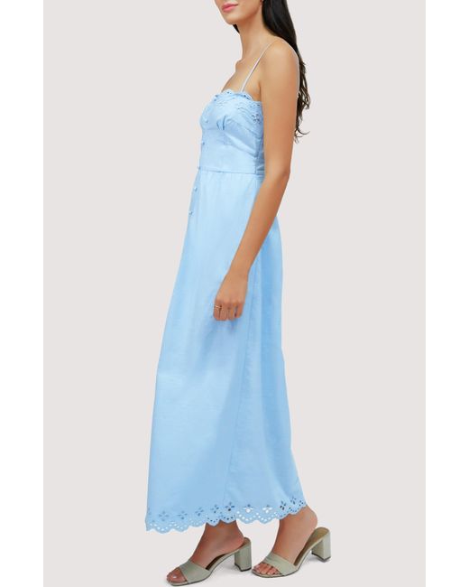 LOST AND WANDER Blue Lost + Wander Azure Sky Cotton Eyelet Detail Maxi Dress