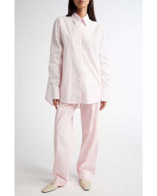 Totême  Pink Wide Sleeve Cotton Poplin Button-Up Shirt