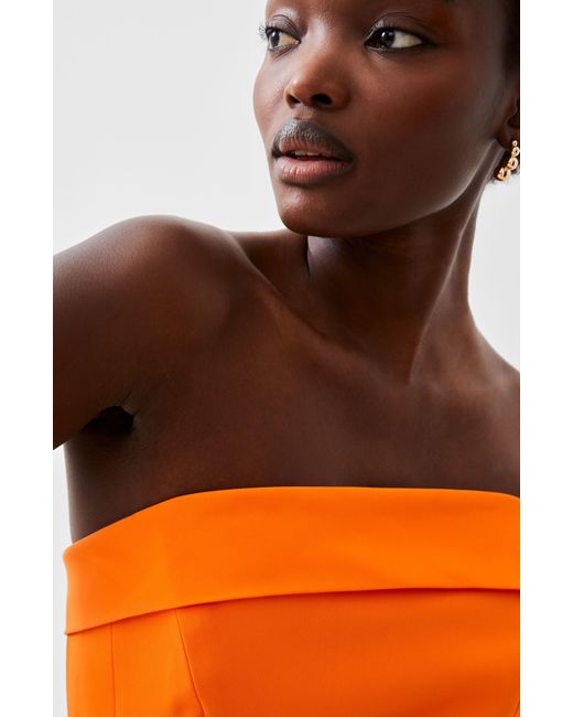 French Connection Orange Harry Suiting Strapless Dress