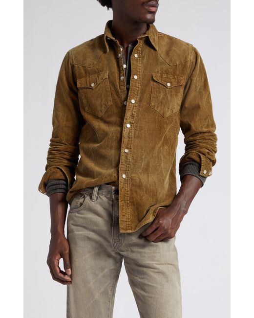 Ralph Lauren Brown Buffalo West Slim Fit Corduroy Western Snap-up Shirt for men