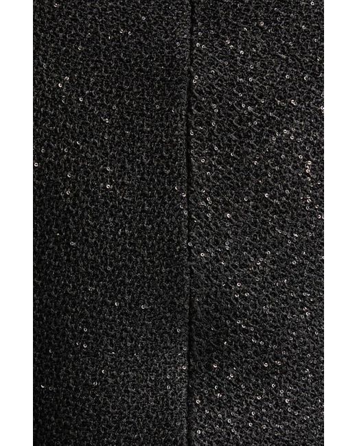 St. John Black Nicoline Long Sleeve Sequin Stretch Knit Gown