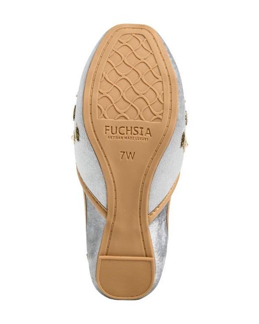 Fuchsia Gray Nawal Embroidered Flat