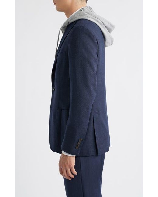 Jack Victor Blue Woodland Stretch Wool Sport Coat With Removable Hooded Bib for men