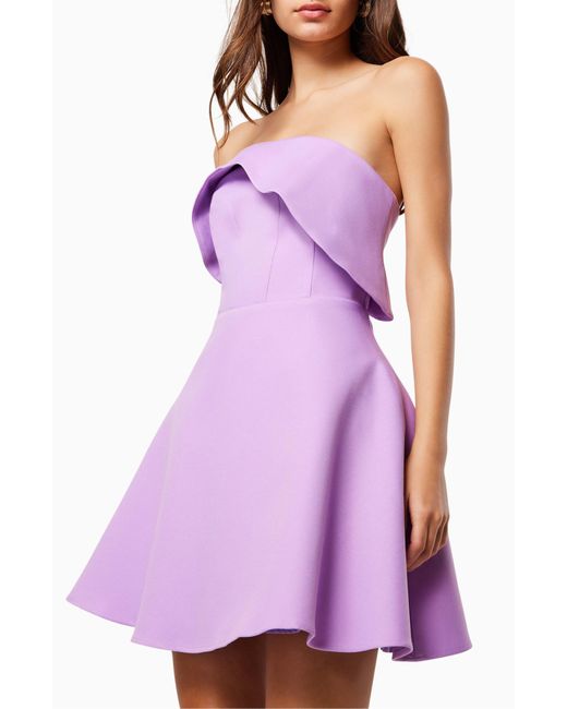 Elliatt Purple Maelle Strapless Flare Minidress