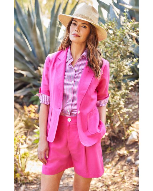 Karen Kane Pink Roll Tab Sleeve Jacket