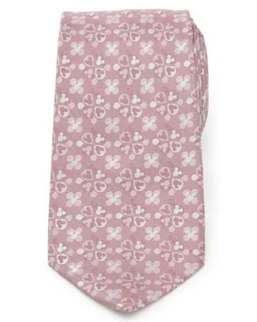 Cufflinks Inc. Pink X Disney Mickey Mouse Floral Silk Tie for men