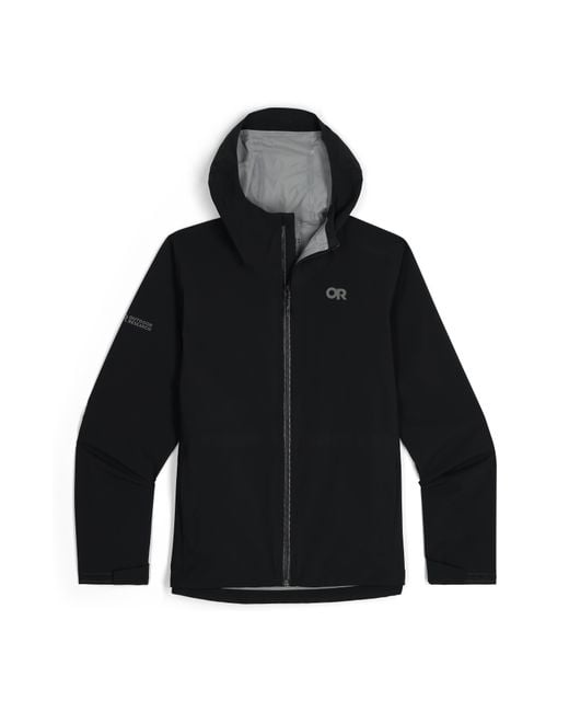 Outdoor Research Black Stratoburst Packable Rain Jacket for men