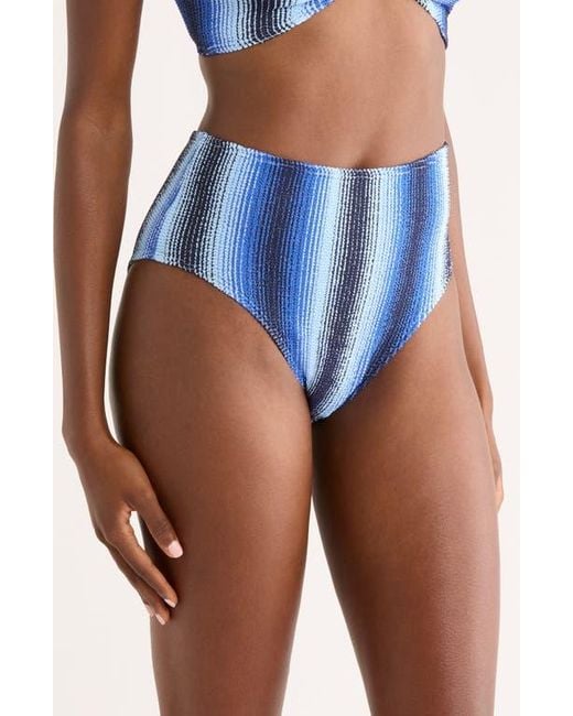 Lemlem Blue Stripe High Leg Bikini Bottoms