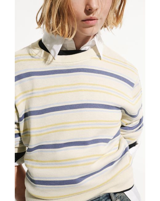 Mango Blue Virginia Stripe Cotton Sweater