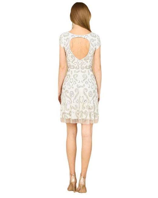 LARA New York White Short Sleeve Beaded Cocktail Dress