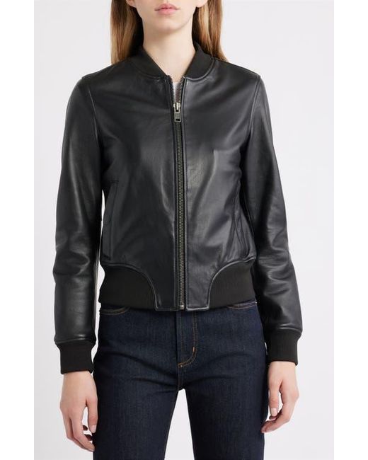 Frye Black Classic Leather Bomber Jacket