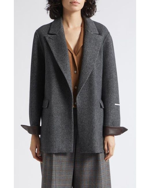 Marella Black Wool Jacket With Leather Cuffs