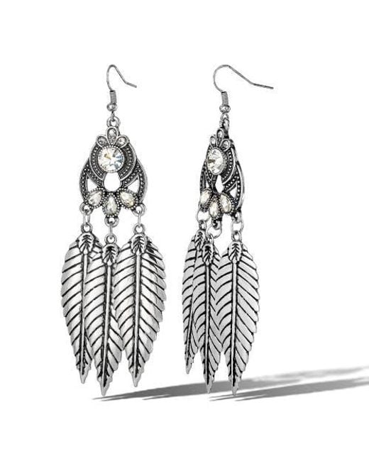 Jessica Simpson White Crystal Leaf Drop Statement Earrings