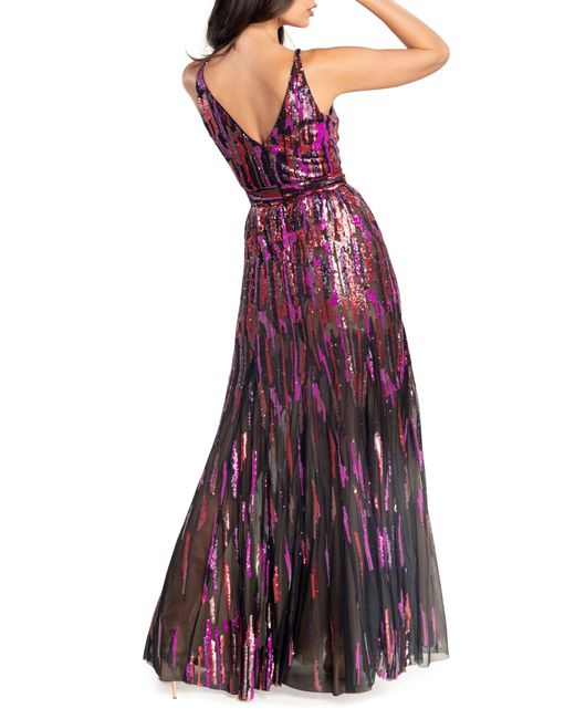 Dress the Population Purple Samira Sequin Embellished Gown