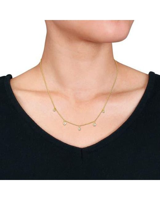 Julianna B Metallic Multi-Shape Cubic Zirconia Station Necklace
