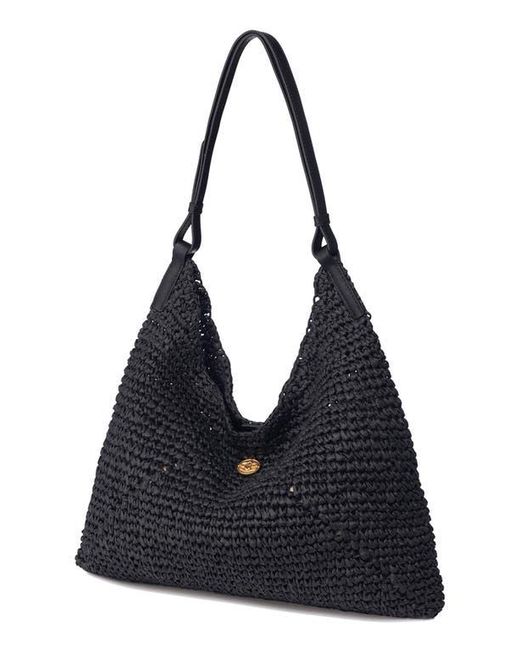 orYANY Black Raffia Triangle Shoulder Bag