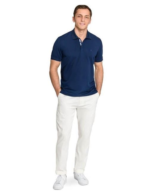 Con.struct Blue Slim Fit Short Sleeve Solid Polo for men