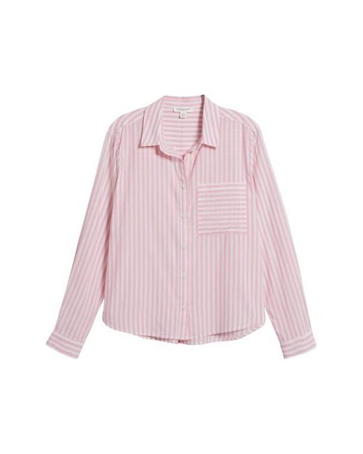 Beach Lunch Lounge Red Candy Stripe Cotton Blend Button-Up Shirt