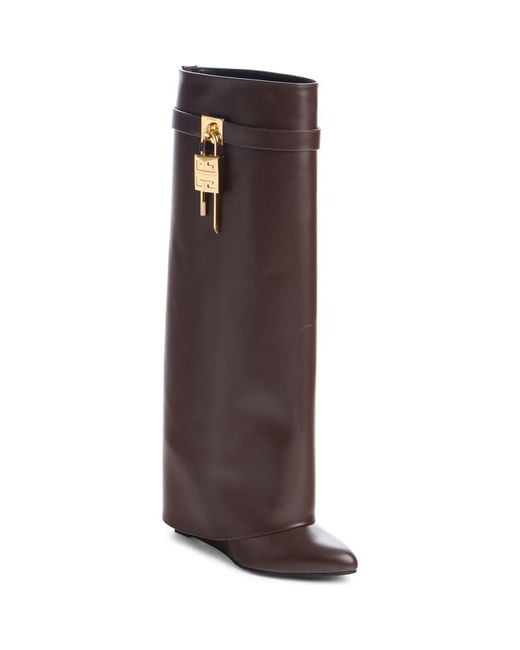 Givenchy Brown Shark Lock Wedge Boot