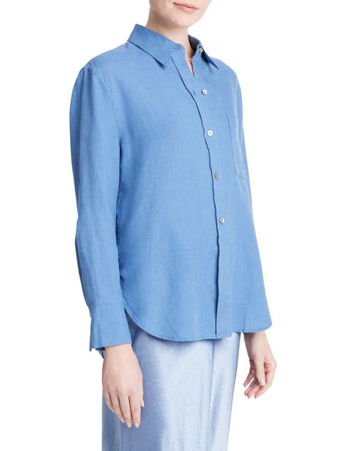 Vince Blue Easy Linen Button-up Shirt