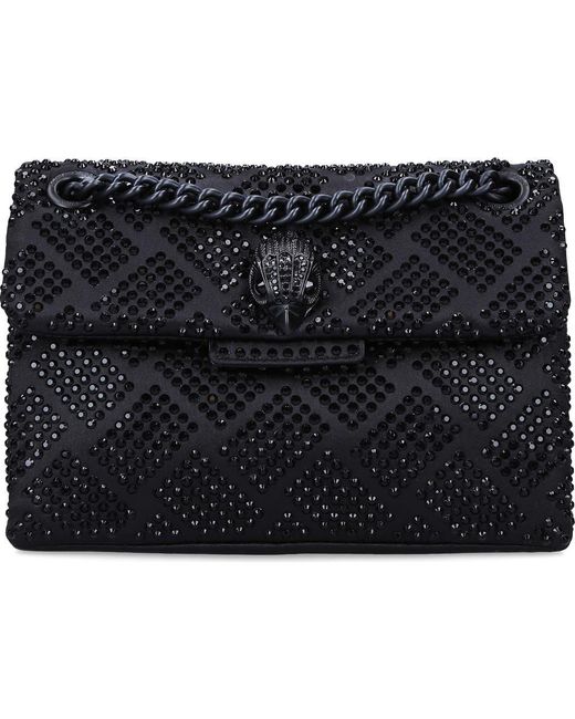 Kurt Geiger Black Mini Kensington Embellished Fabric Convertible Crossbody Bag