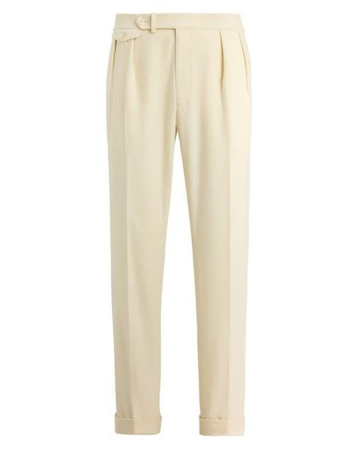 Ralph Lauren Natural Pleated Wool Flannel Trousers for men