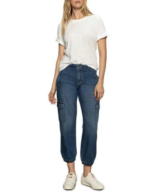 Sanctuary Blue Perfect Roll Sleeve Cotton T-Shirt