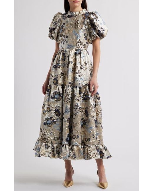 【sister jane】Carp メタリック 花柄 マキシ ドレス Sister Jane Carp Metallic Floral Puff Sleeve Maxi Dress | Lyst