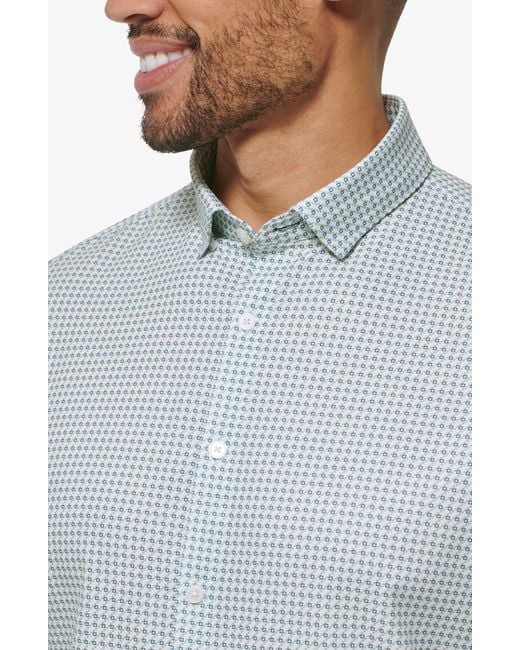 Mizzen+Main Gray Mizzen+main Leeward Geometric Print Stretch Performance Button-up Shirt for men