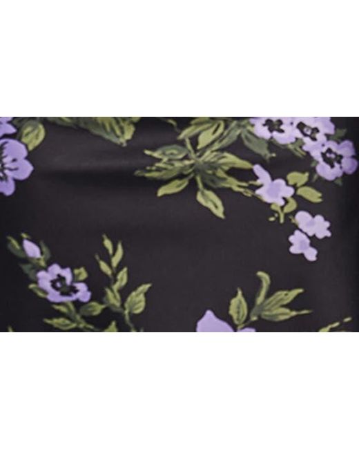 Carolina Herrera Black Floral Print Cowl Neck Midi Dress