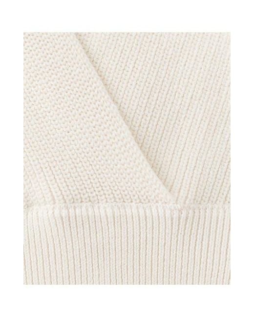 Mango Women's White V-Neck Rib Sweater