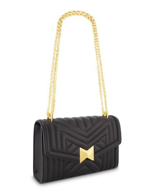 Mac Duggal Black Chain Quilted Napa Leather Handbag