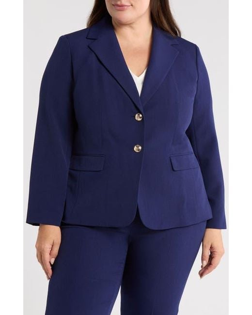 Kasper Blue Stretch Crepe Two-Button Blazer