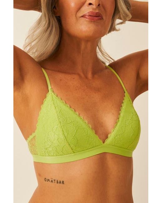 Stripe & Stare Yellow Eco Lace Padded Triangle Bra & Original Knicker Set