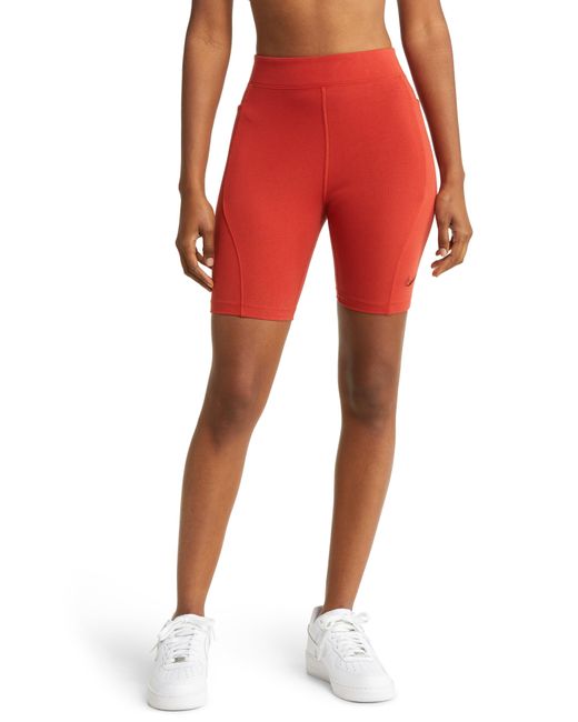 Nike Red Sportswear High Waist Everyday Bike Shorts