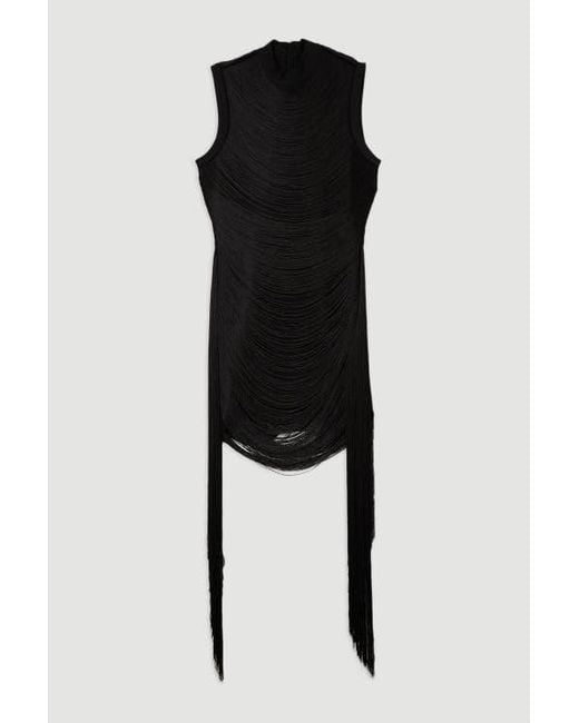 Karen Millen Black Knit Tassel Mini Dress