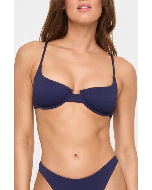 LSPACE Blue Belle Underwire Pucker Textured Bikini Top