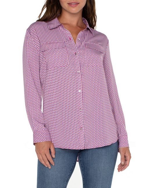 Liverpool Los Angeles Geo Print Shirt in Purple Lyst