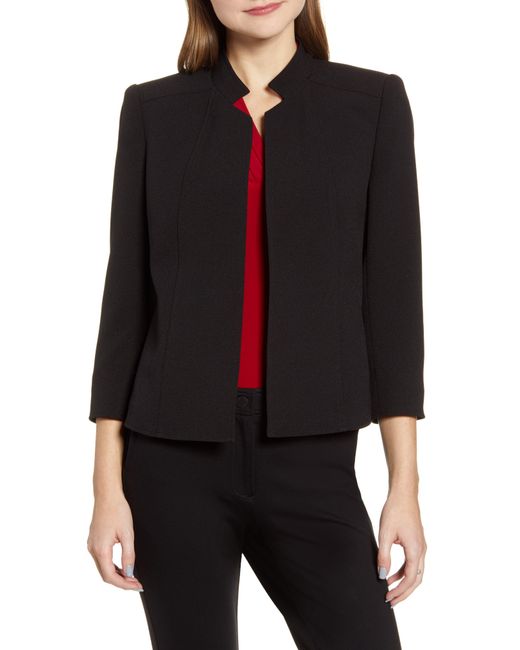 Anne Klein Black Crepe Open Front Jacket