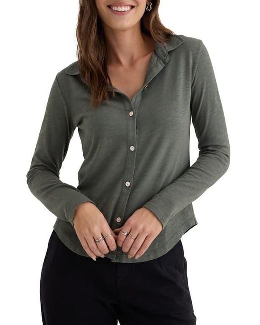 Bella Dahl Gray Cotton Knit Button-Up Shirt