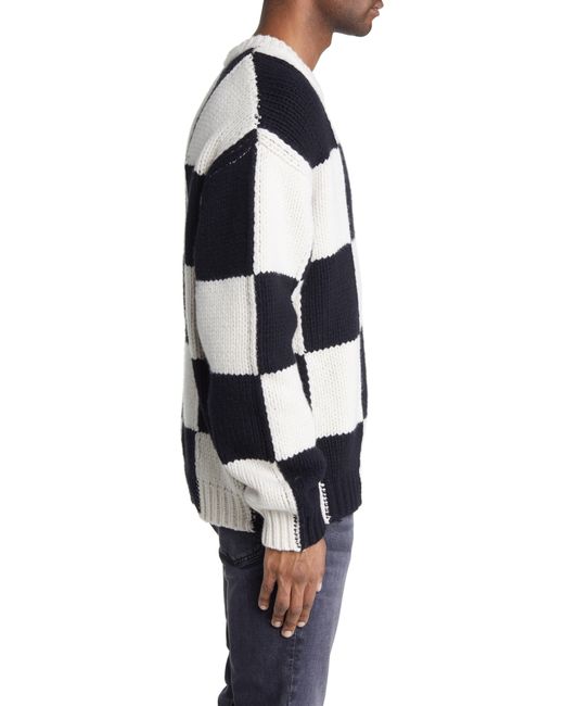 FRAME Blue Oversize Checkerboard Wool Sweater for men