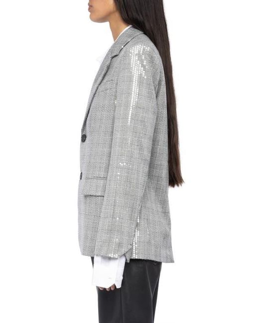 Zadig & Voltaire Gray Vanille Sequin Plaid Blazer