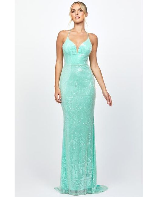 Bariano Indyana Sequin Strappy Back Maxi in Blue | Lyst