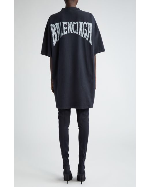 Balenciaga Black Logo Graphic T-shirt Dress