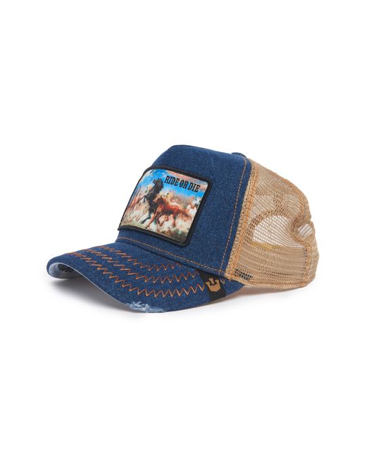 Goorin Bros Blue The Ride Or Die Patch Trucker Hat for men