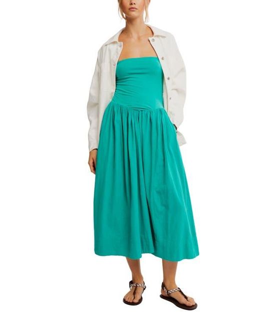 Free People Green Onda Strapless Midi Dress