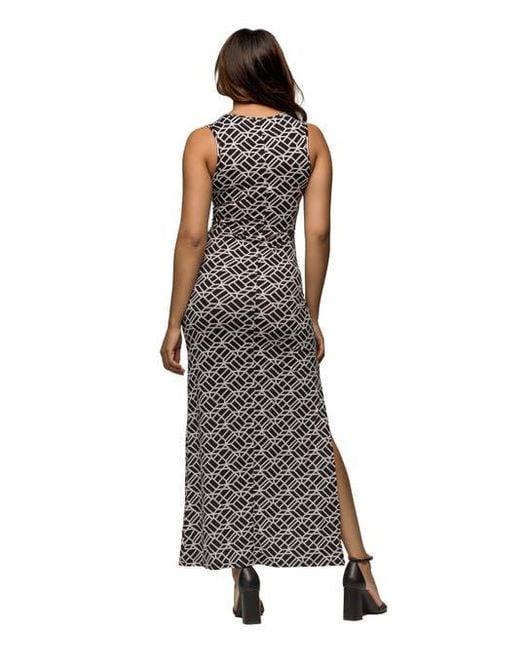 24seven Comfort Apparel Black Maternity And Print Sleeveless Side Slit Maxi Dress