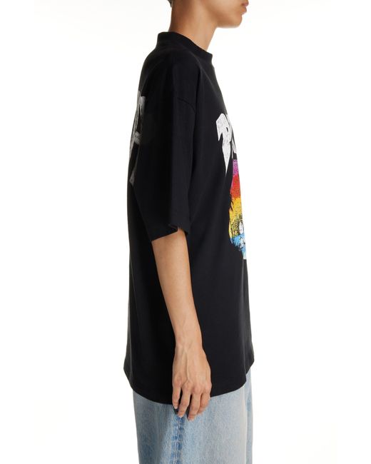 Balenciaga Black Paris Tropical Relaxed Fit Stretch Jersey Graphic T-shirt
